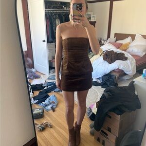 Zara Strapless Brown Set